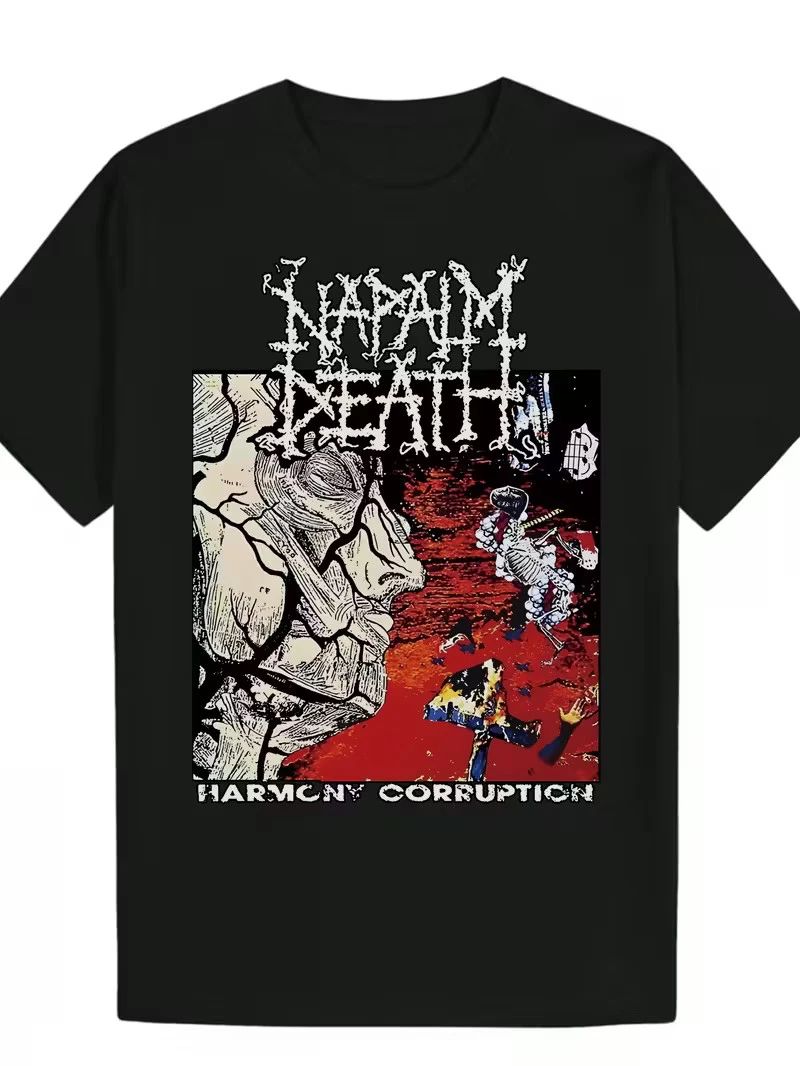 Men'S Summer Casual Crew Neck Polyester - "Napalm Death" Graphic Tee wit Unisex