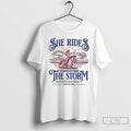 Premium Cowgirl She Ride Through The Storm Psalm 465 T Shirts Unisex