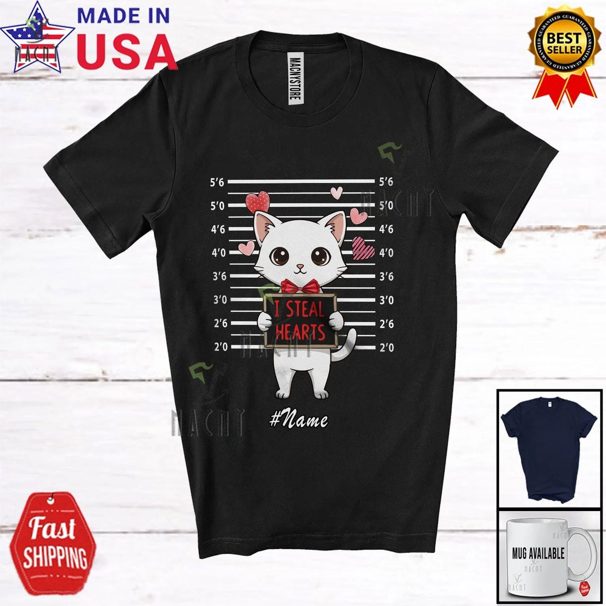 Custom Name I Steal Hearts; Humorous Valentine Cat Owner Lover Unisex