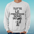 Felpa Man Light Sweater Light Grey " Princess Princesses Tatuaggio " Unisex