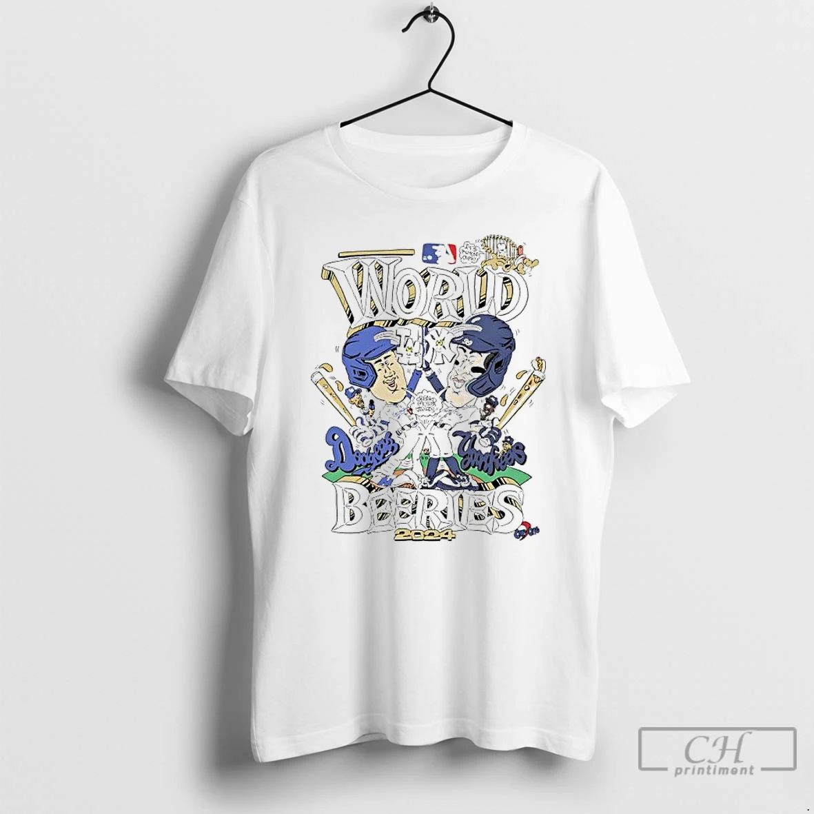 Premium Los Angeles Dodgers Vs New York Yankees 2024 World Beeries Caricature T Shirts Unisex