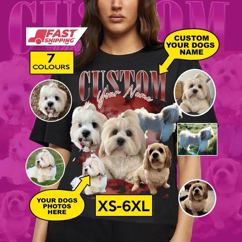 Personalised Pet Bootleg t shirt, Dog Collage t shirt, Dog Lover Collage Tee Unisex