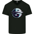 Yin Yang Glitch Yoga Meditation SCI-FI MMA Mens V-Neck Cotton Unisex