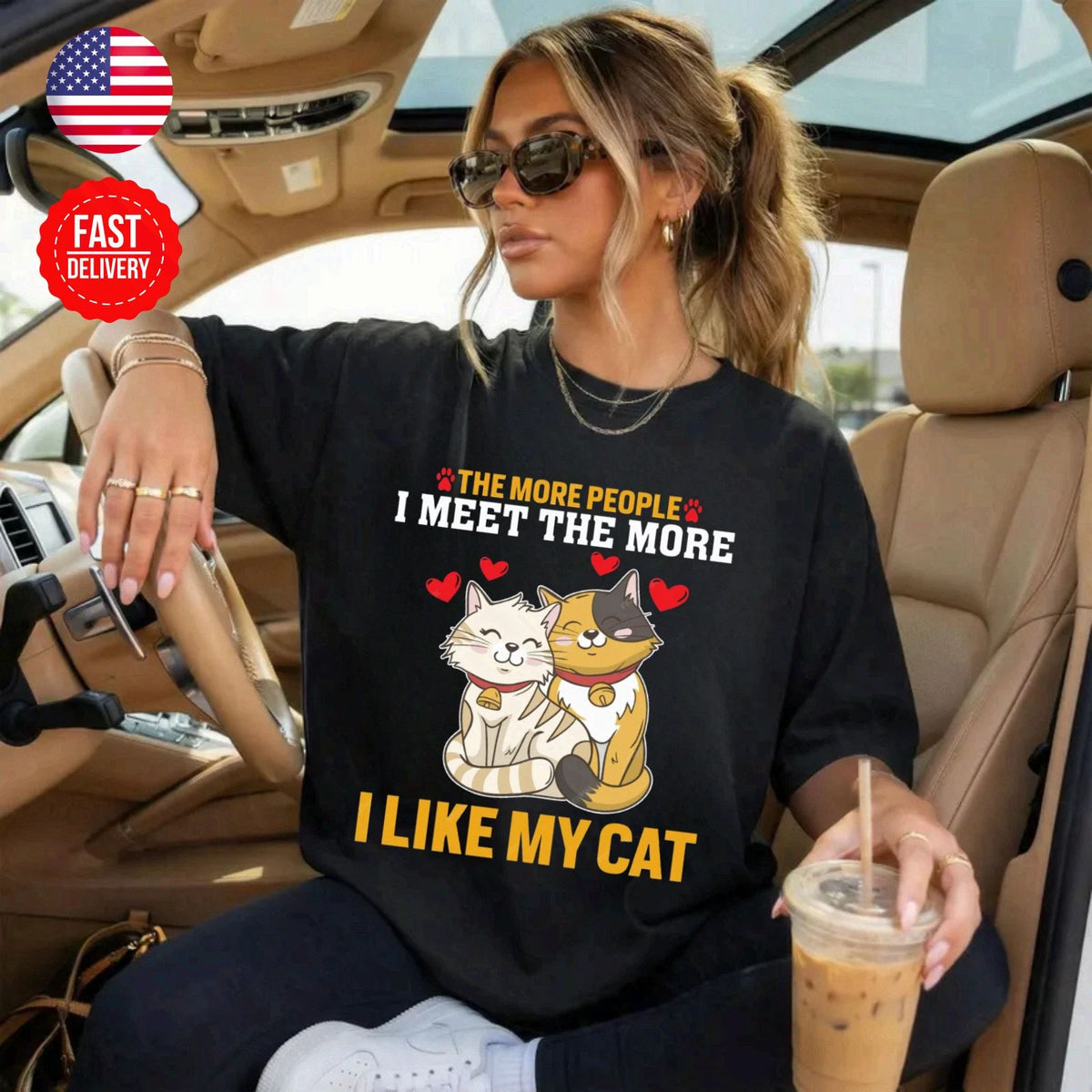 Cat Couple Love Cute Kitty Lover Gift Graphic Tee S-4XL Unisex