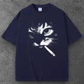 Unisex Cigarette Smoking Cat Oversized T Shirt Blue Y2K Grunge Streetwear S-2XL Unisex